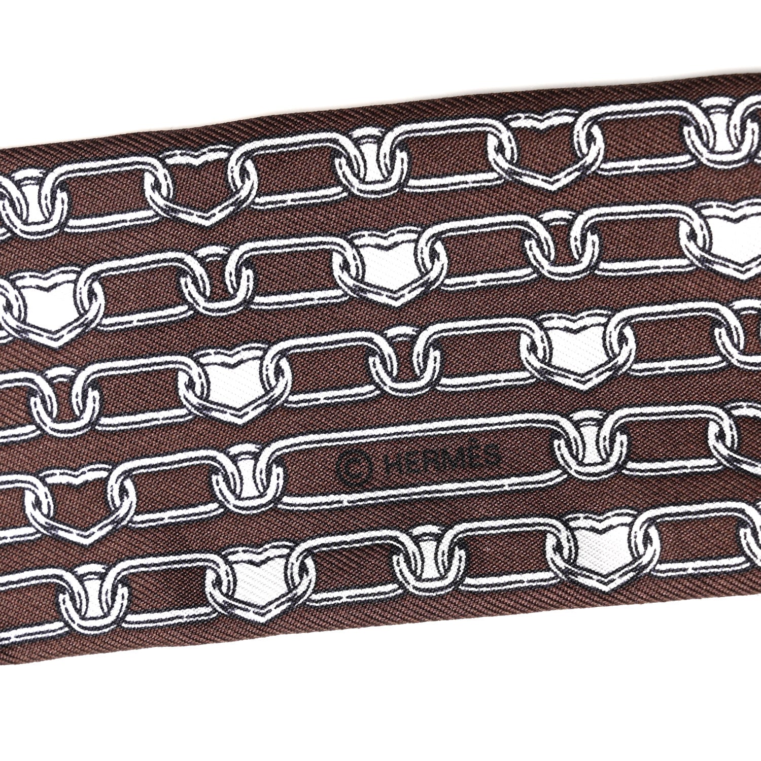 Hermes Silk Effet Kaleidoscope Twilly White Anthracite Marron 4 of 7