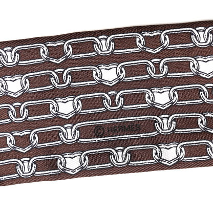 Hermes Silk Effet Kaleidoscope Twilly White Anthracite Marron 4 of 7