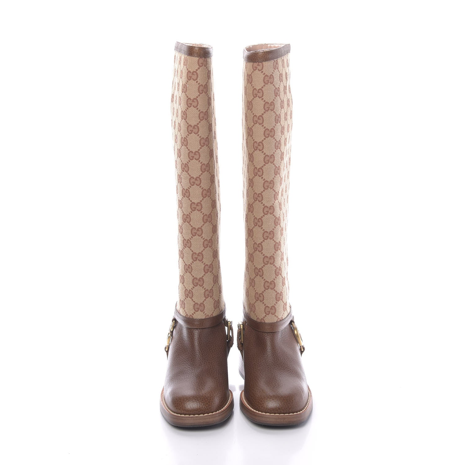 Gucci GG Monogram Calfskin Lola Tall Boots 36.5 Beige Ruggine Cuir 2 of 9