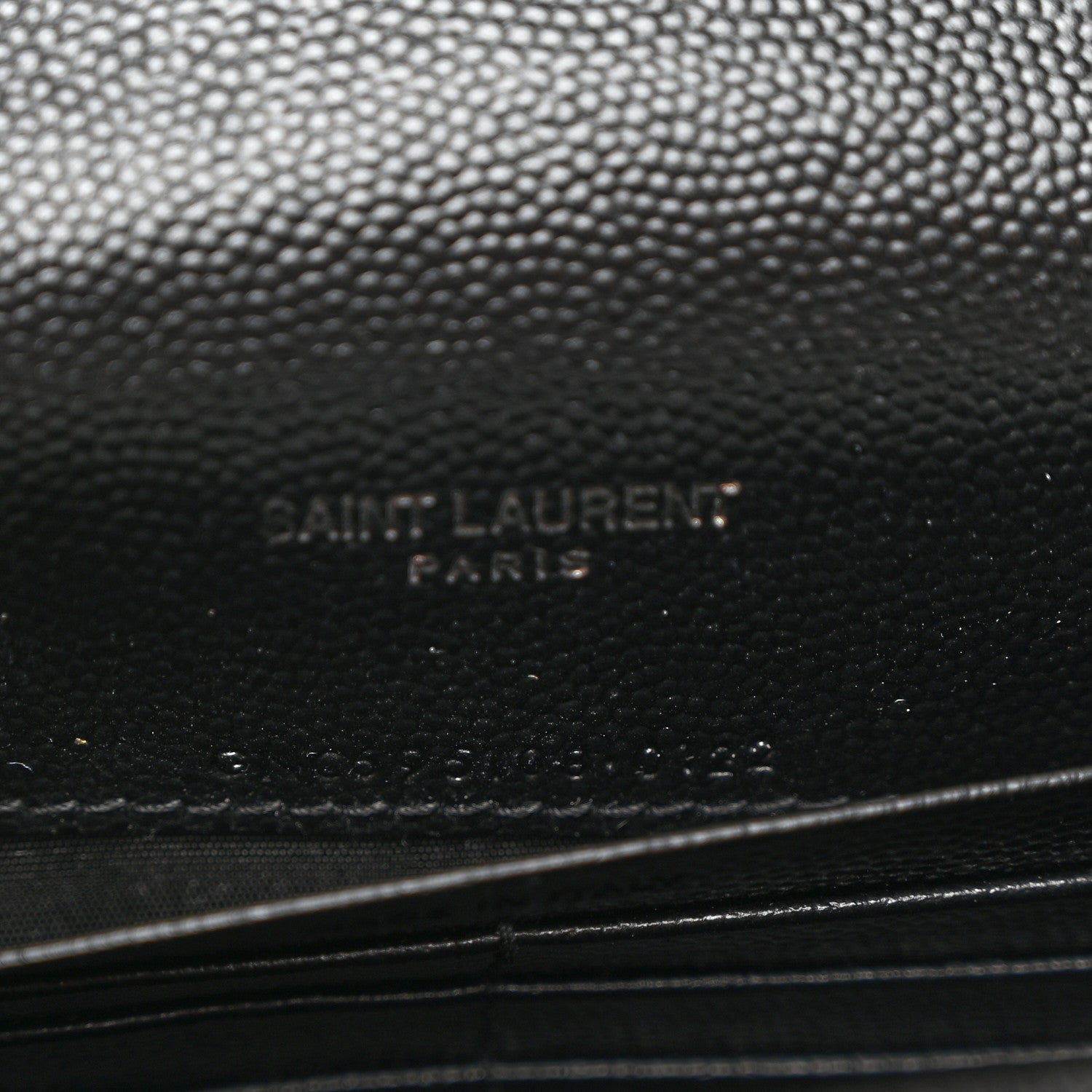 Saint Laurent Grain De Poudre Matelasse Chevron Monogram Monochrome Envelope Chain Wallet Black 6 of 10