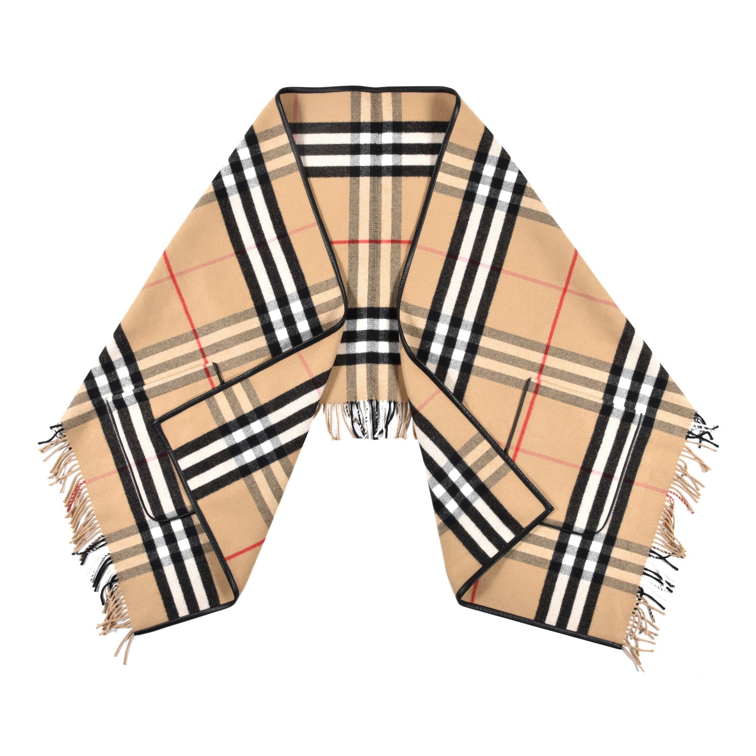 Burberry Cashmere Wool Check Cape Scarf Archive Beige 2 of 7