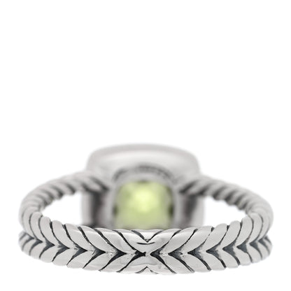 David Yurman Sterling Silver Diamond Peridot 7mm Petite Albion Ring 54 7 3 of 4