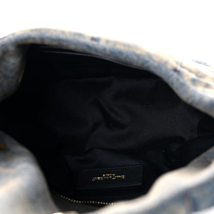 Saint Laurent Denim Quilted Toy Loulou Puffer Monogram Chain Satchel Blue Black 5 of 10