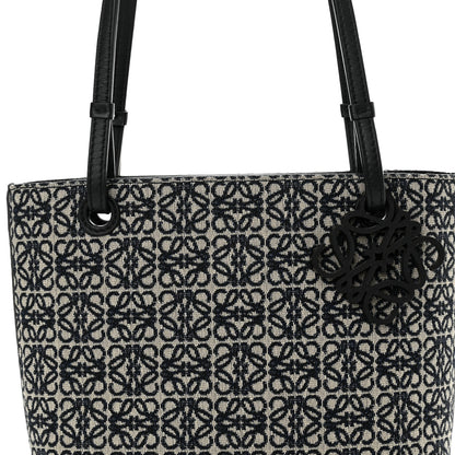 Loewe Jacquard Anagram Calfskin Small Square Tote Navy Black 7 of 10