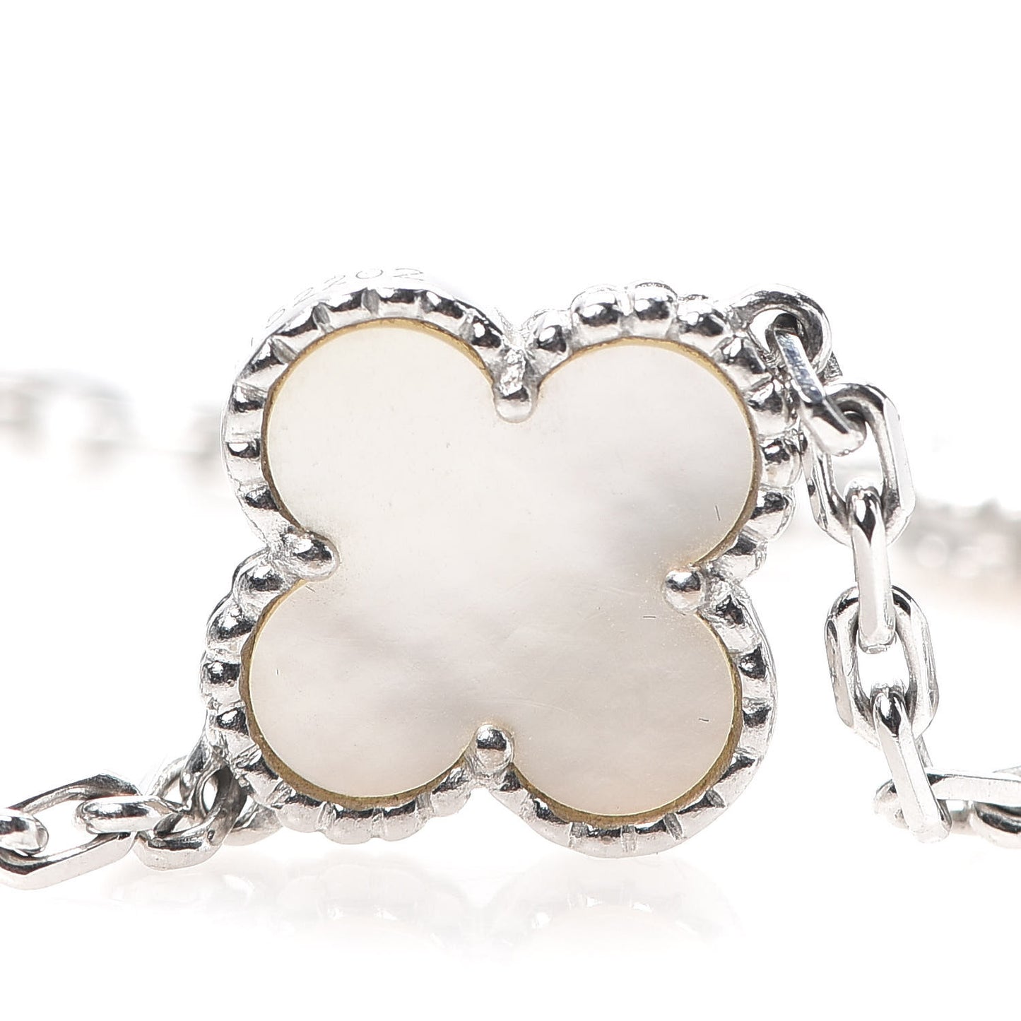 18K White Gold Mother of Pearl 5 Motifs Vintage Alhambra Bracelet