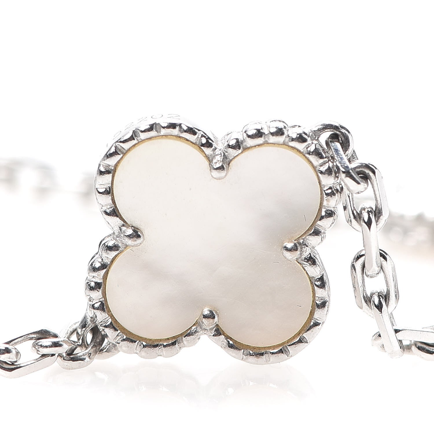 Van Cleef & Arpels 18K White Gold Mother of Pearl 5 Motifs Vintage Alhambra Bracelet 7 of 8