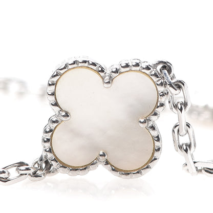 Van Cleef & Arpels 18K White Gold Mother of Pearl 5 Motifs Vintage Alhambra Bracelet 7 of 8