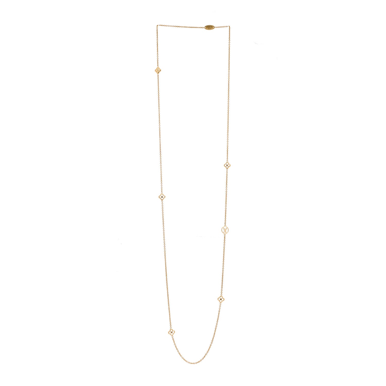 Louis Vuitton Metal Enamel Flower Full Long Necklace Gold 2 of 4