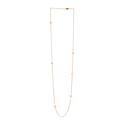 Louis Vuitton Metal Enamel Flower Full Long Necklace Gold 2 of 4
