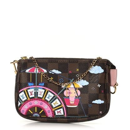 Louis Vuitton Damier Ebene 2020 Christmas Animation Big Wheel Mini Pochette Accessories Rose Ballerine 1 of 9