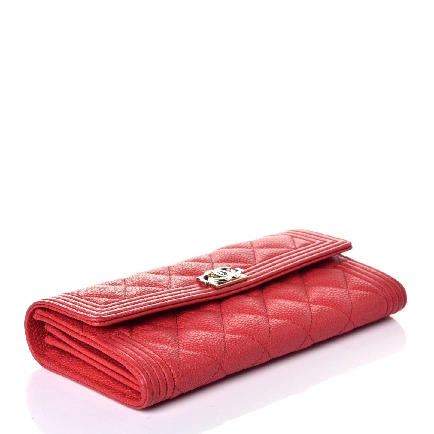 Caviar Quilted Boy Flap Wallet Red