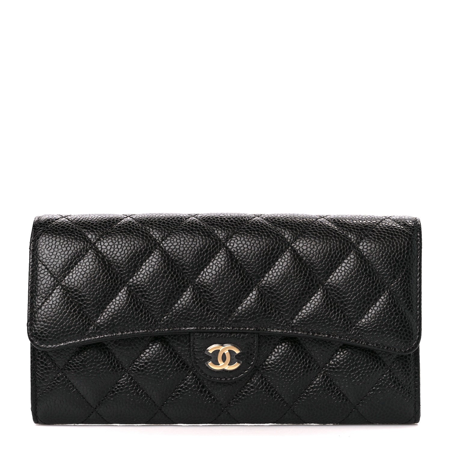 Chanel Caviar Quilted Large Gusset Flap Wallet Black 1 of 11