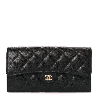 Chanel Caviar Quilted Large Gusset Flap Wallet Black 1 of 11