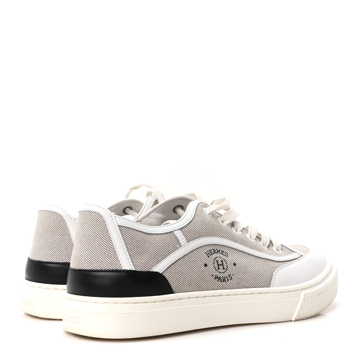 Hermes Canvas Calfskin Get Sneakers 39.5 Prunoir White 5 of 9