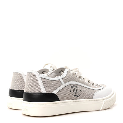 Hermes Canvas Calfskin Get Sneakers 39.5 Prunoir White 5 of 9