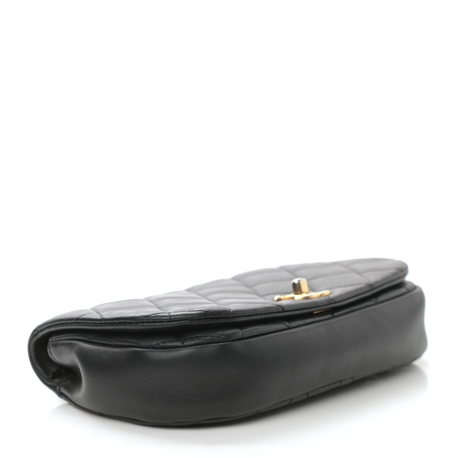 Chanel Calfskin Quilted Coco Mail Clutch With Chain Black 4 of 11