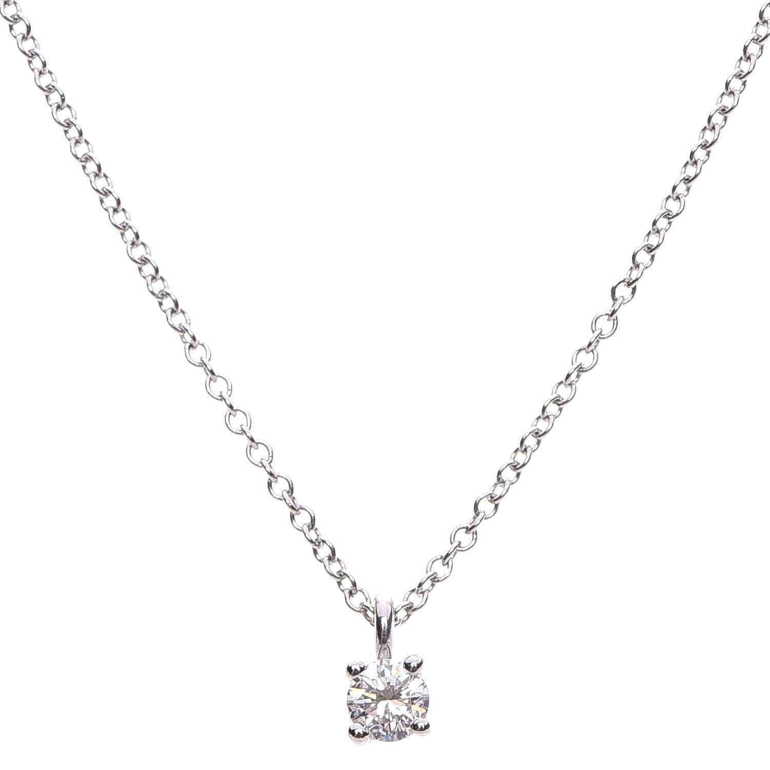 Tiffany Platinum Diamond .17ct Solitaire Pendant Necklace 1 of 12
