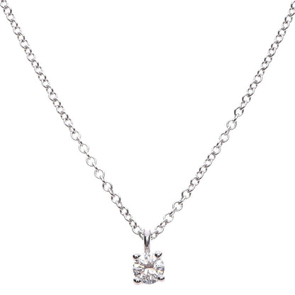 Tiffany Platinum Diamond .17ct Solitaire Pendant Necklace 1 of 12