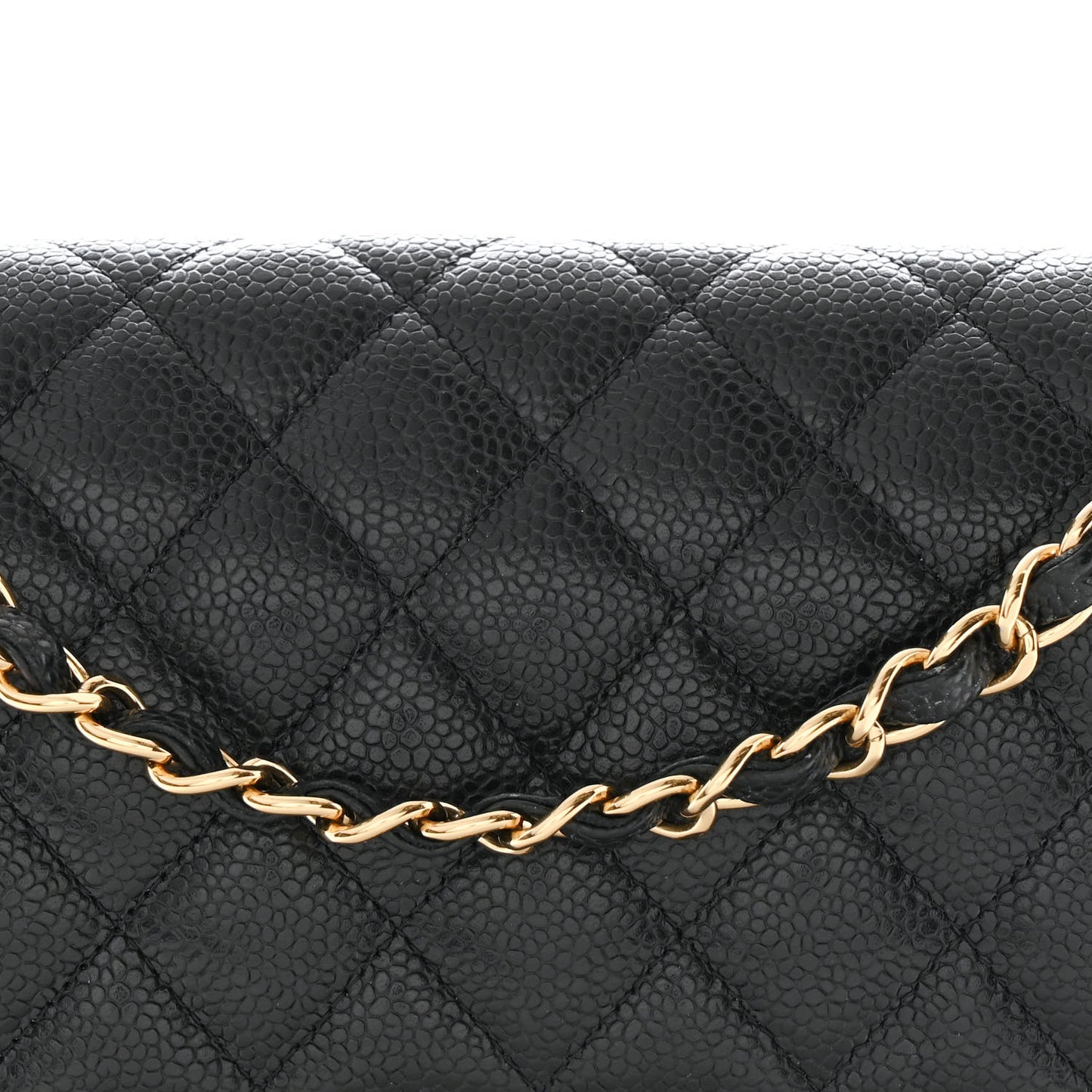 Caviar Quilted Medium Double Flap Black
