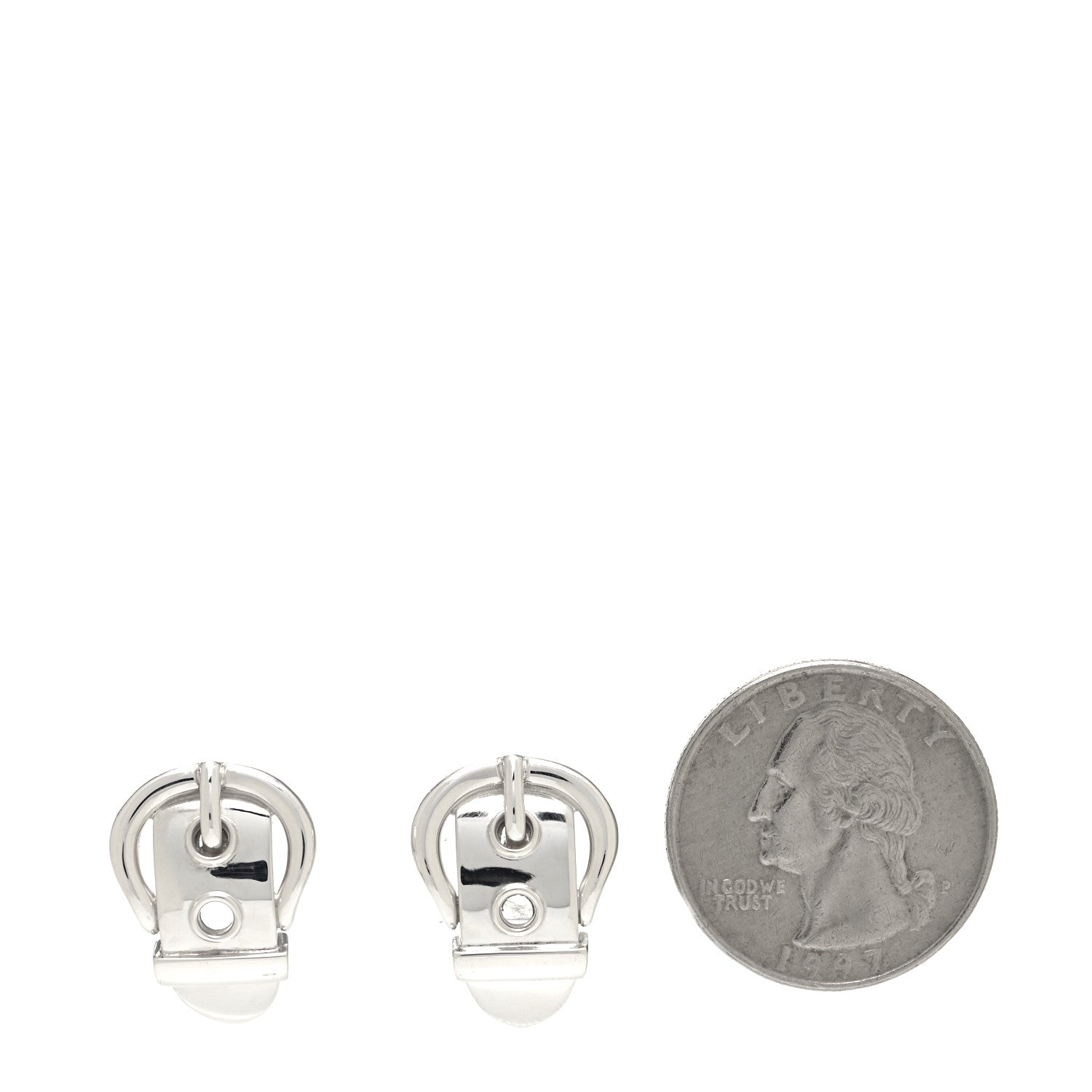 Hermes Sterling Silver Buckle Earrings 2 of 5