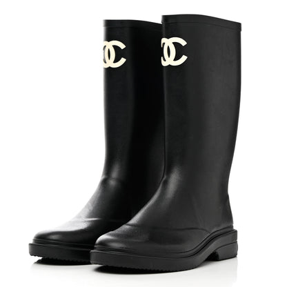 Chanel Caoutchouk CC High Boots 40 Black 3 of 10