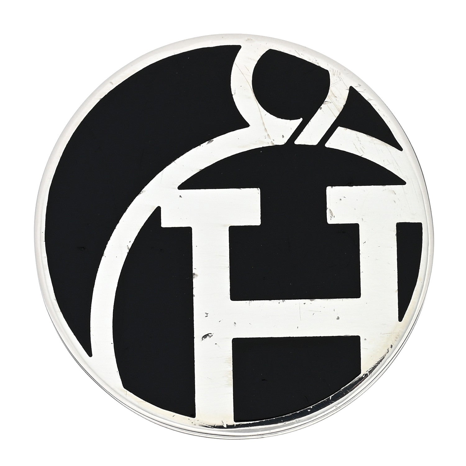 Hermes Sterling Silver Enamel Logo Ring 52 6 Black 1 of 4