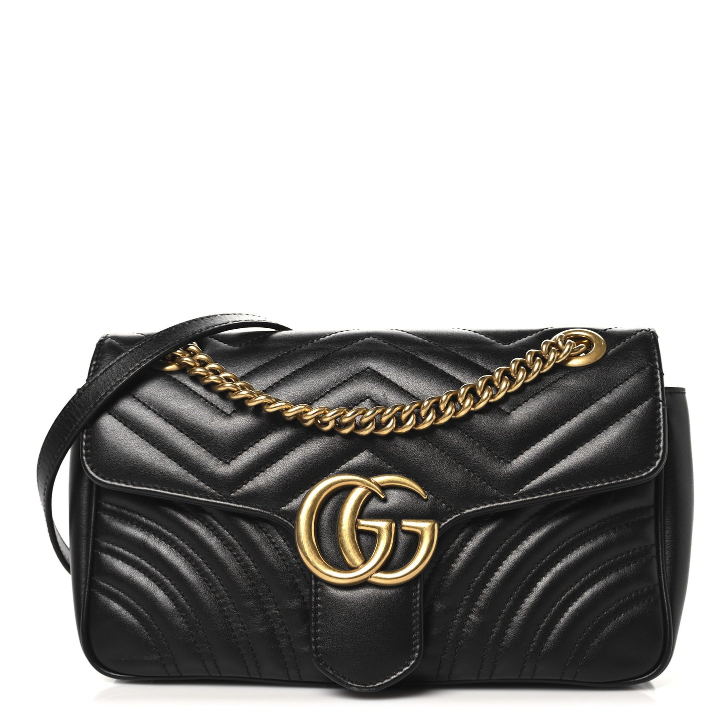 Calfskin Matelasse Small GG Marmont Shoulder Bag Black