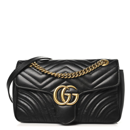 Gucci Calfskin Matelasse Small GG Marmont Shoulder Bag Black 1 of 10