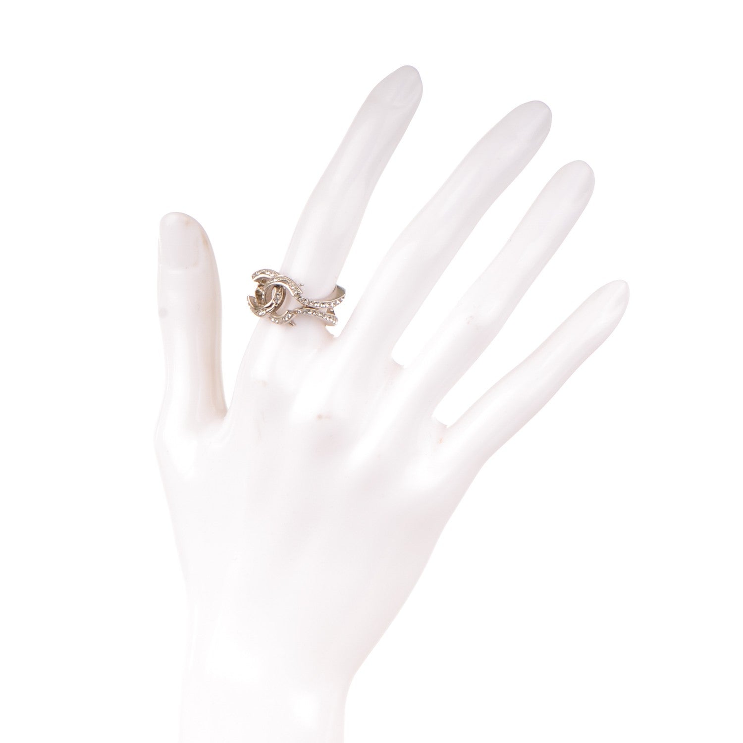 Chanel Crystal CC Ring 6 Silver 2 of 4