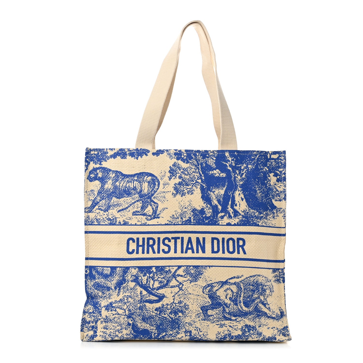 Christian Dior Straw Dioriviera Tote Blue 1 of 8