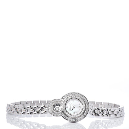 Chopard 18K White Gold Diamond Pave Bezel Mother of Pearl 20mm Happy Eight Quartz Watch 3 of 7