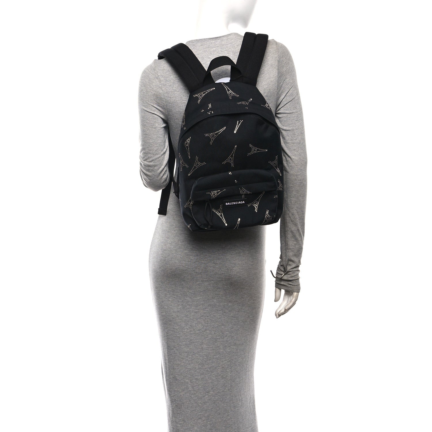 Balenciaga Canvas Crystal Embellished Eiffel Tower Explorer Backpack S Black 2 of 10