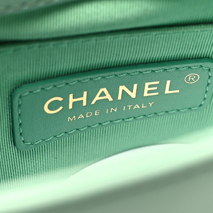 Chanel Lambskin Calfskin Quilted Strass Mania Mini Square Flap Light Green 6 of 11