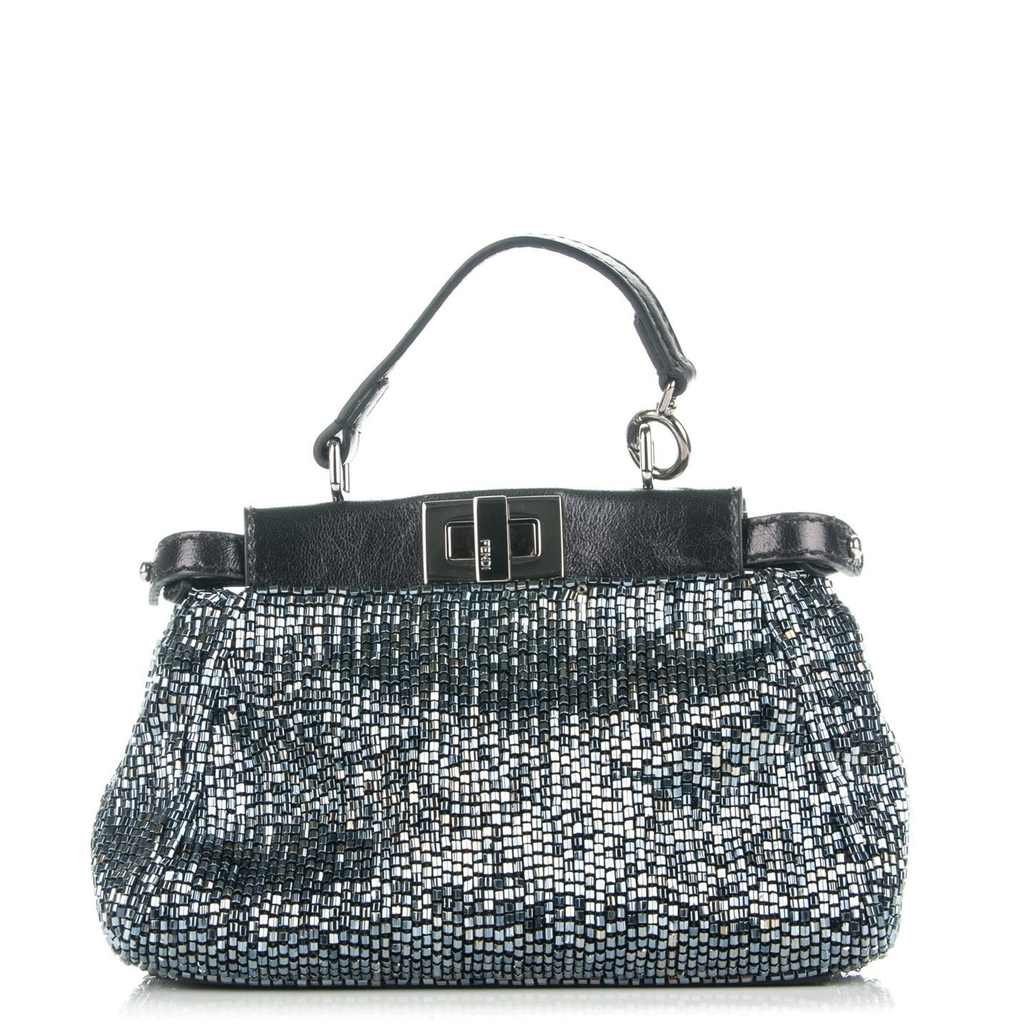 Laminated Goatskin Beaded Micro Peekaboo Iconic Satchel Canna di Fucile Black