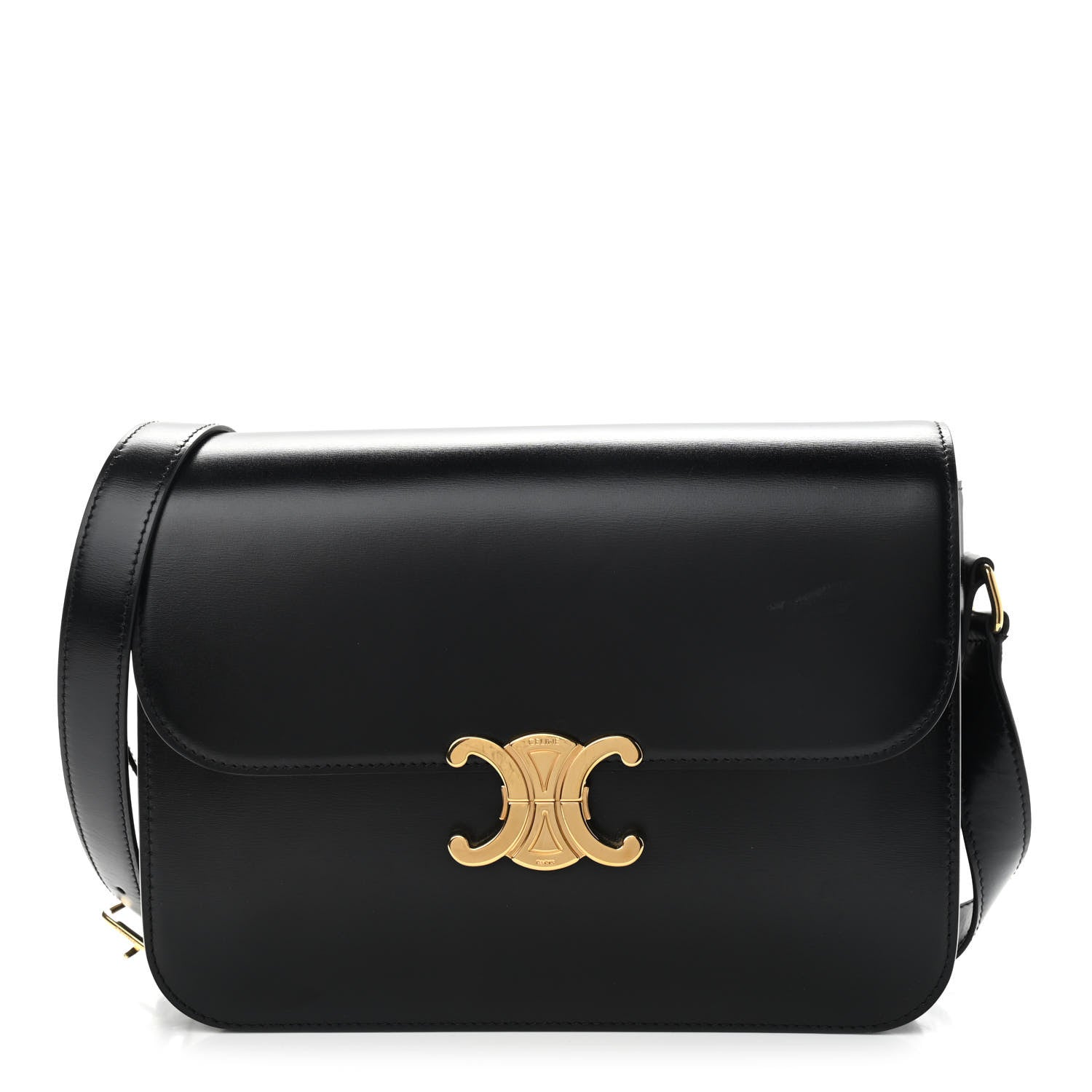 Celine Shiny Calfskin Large Triomphe Black 1 of 18
