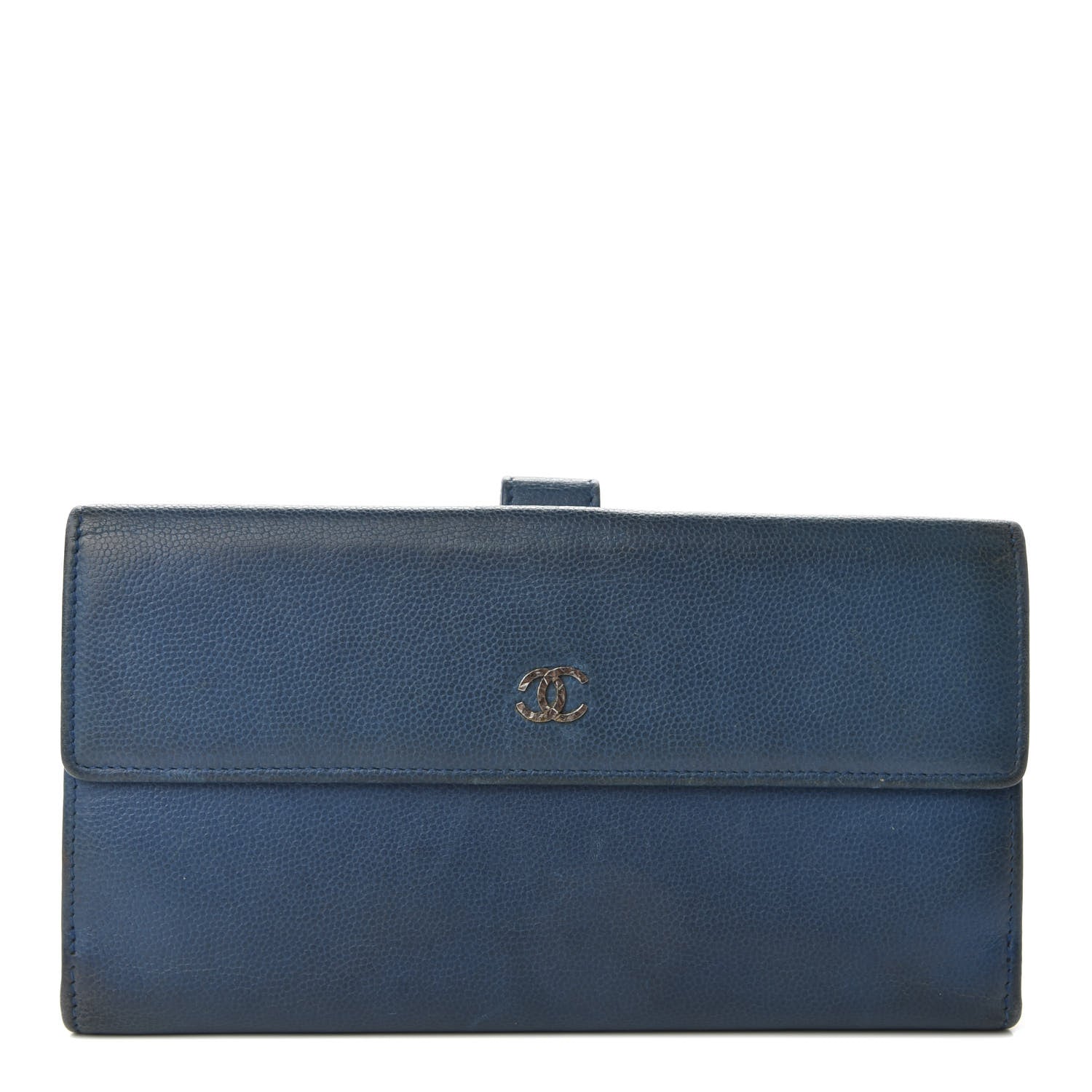 Chanel Caviar Sevruga CC Long Flap French Wallet Blue 1 of 8