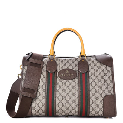 Gucci Soft GG Supreme Monogram Web Medium Duffle Bag Beige New Acero Crop 1 of 8