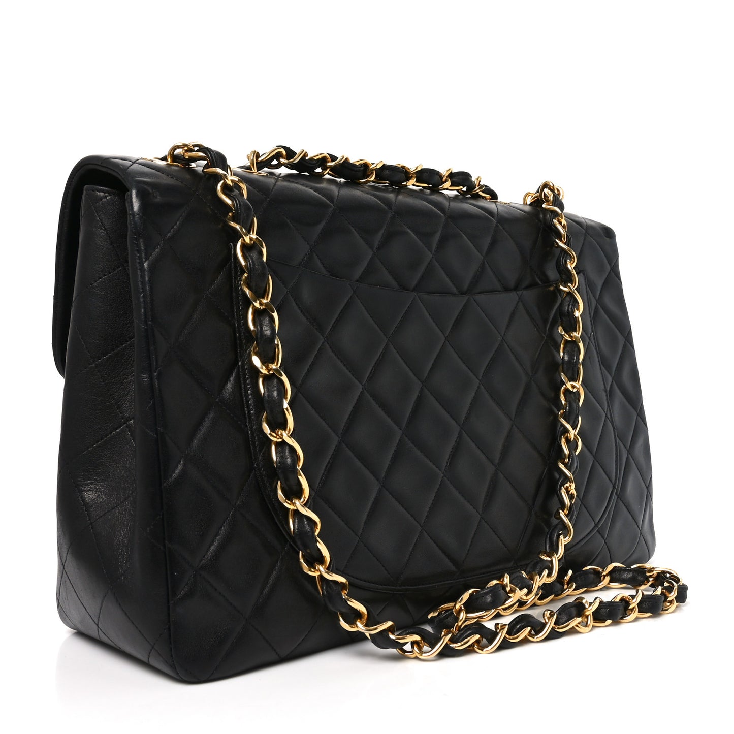 Lambskin Quilted XL Jumbo Single Flap Black