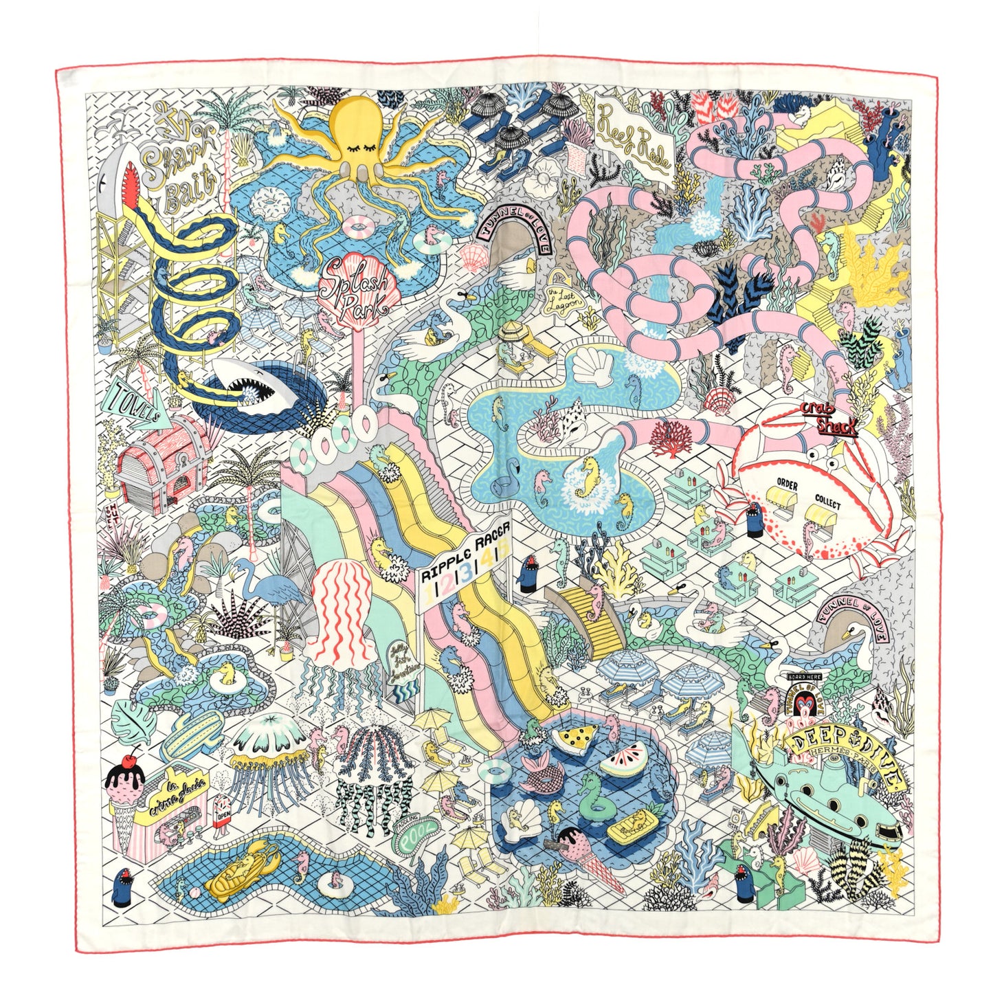 Cashmere Silk Splash Park Shawl 140 White Jaune Multicolor