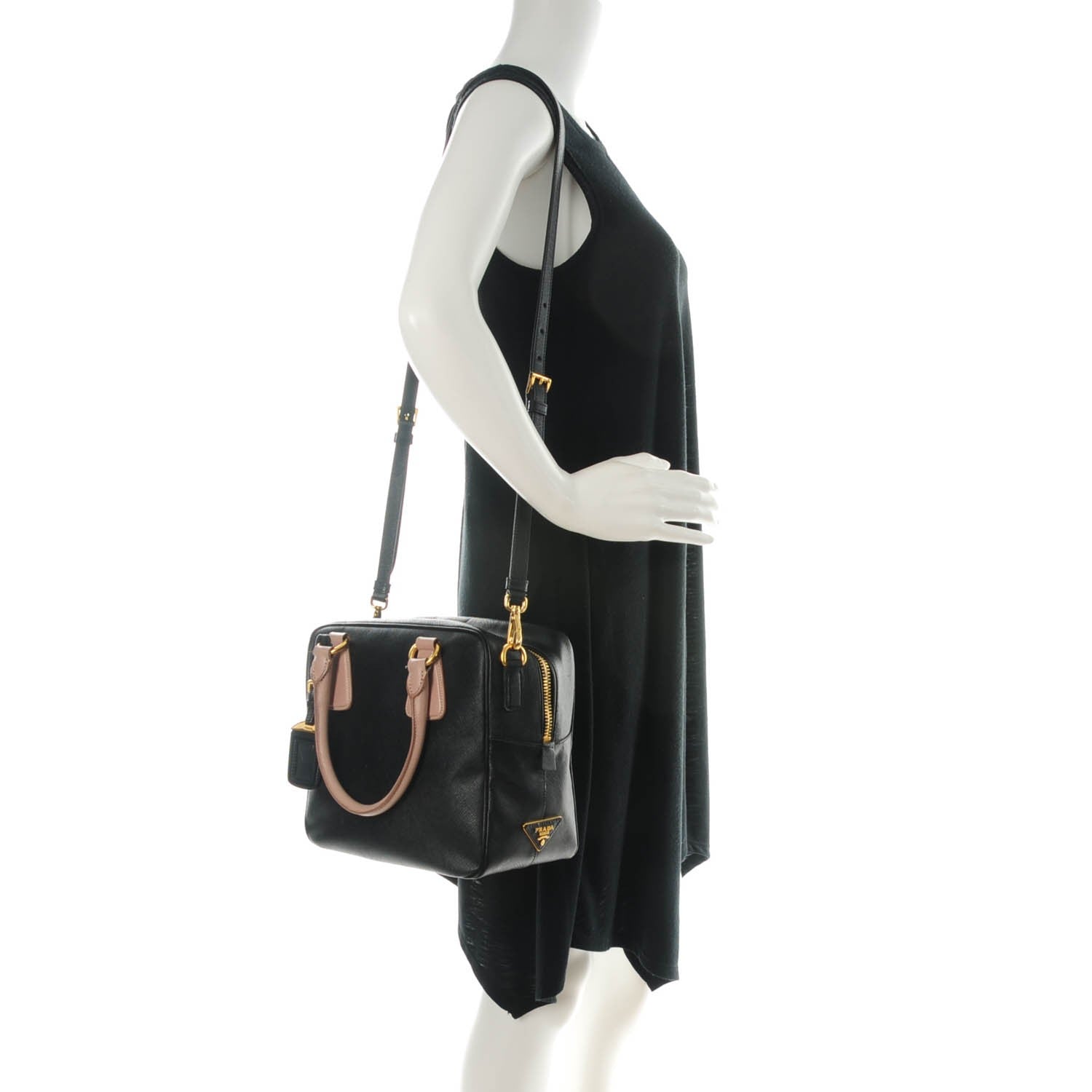 Prada Saffiano Lux Bauletto Black Cammeo 2 of 8