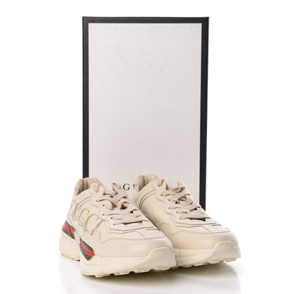 Gucci Calfskin Logo Womens Rhyton Sneakers 37.5 Ivory 9 of 9