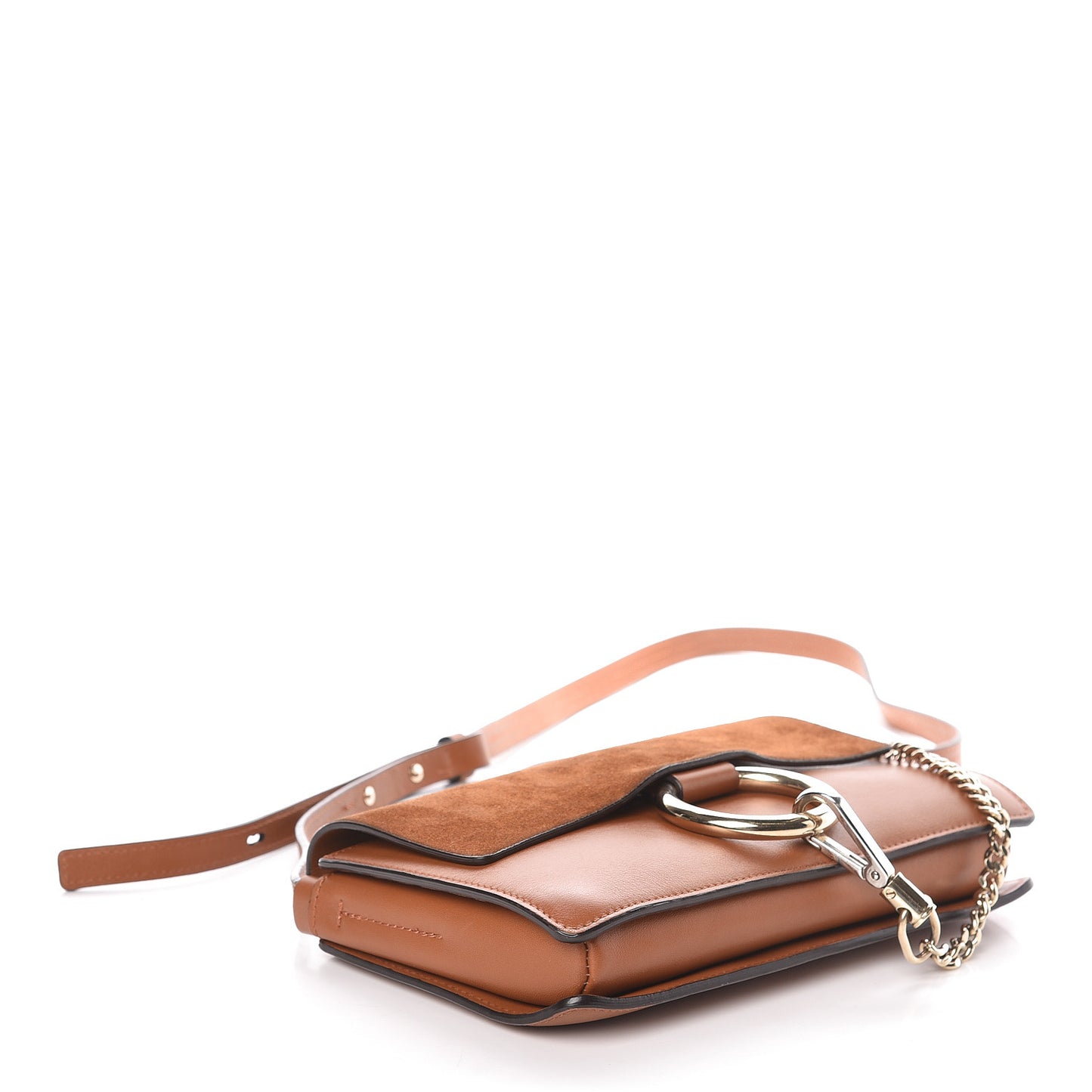 Suede Calfskin Small Faye Shoulder Bag Tobacco