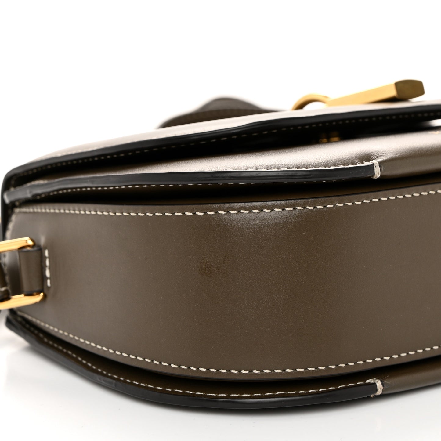 Smooth Calfskin Padlock Saddle Crossbody Bag Green
