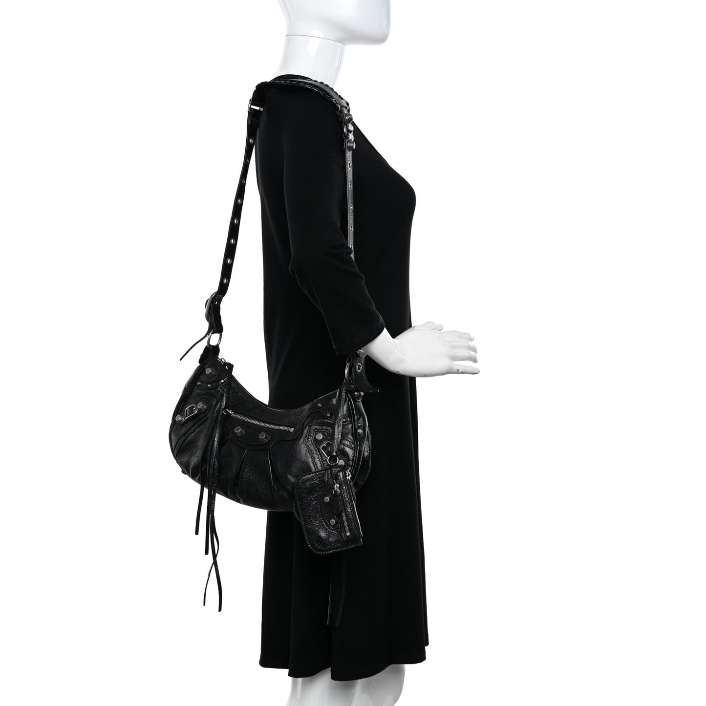 Agneau Arena Small Le Cagole Shoulder Bag Black