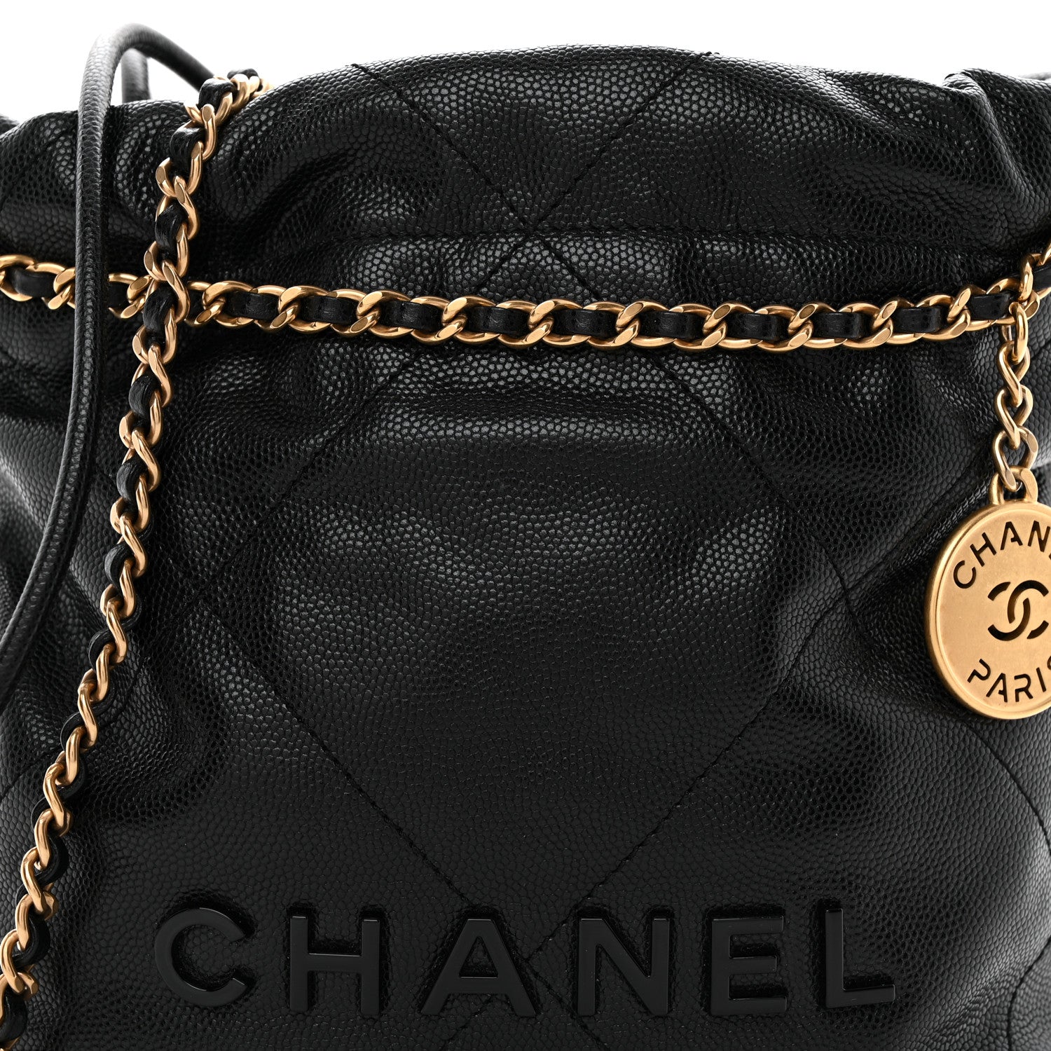Chanel Shiny Caviar Quilted Monochrome Mini Chanel 22 Black 8 of 10
