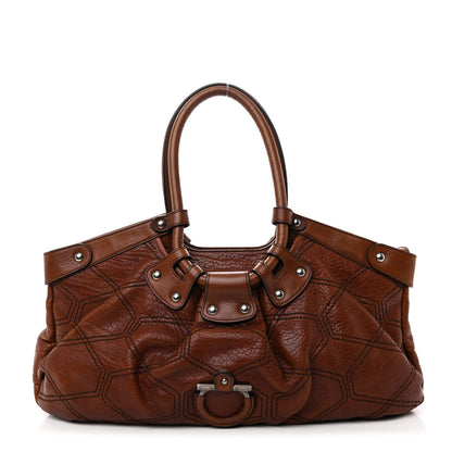 Salvatore Ferragamo Grained Calfskin Quilted Celtico Shoulder Bag Brown 1 of 10