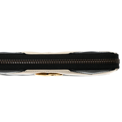 Gucci Calfskin Matelasse GG Marmont Zip Around Wallet Black White 8 of 10