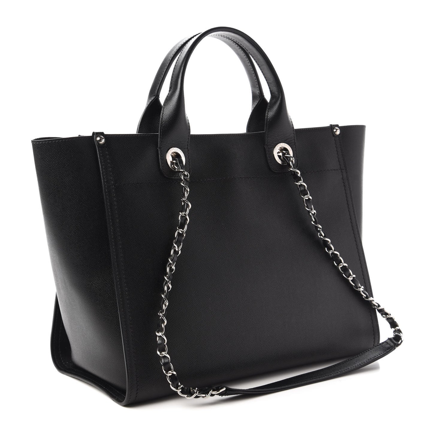 Caviar Small Studded Deauville Tote Black