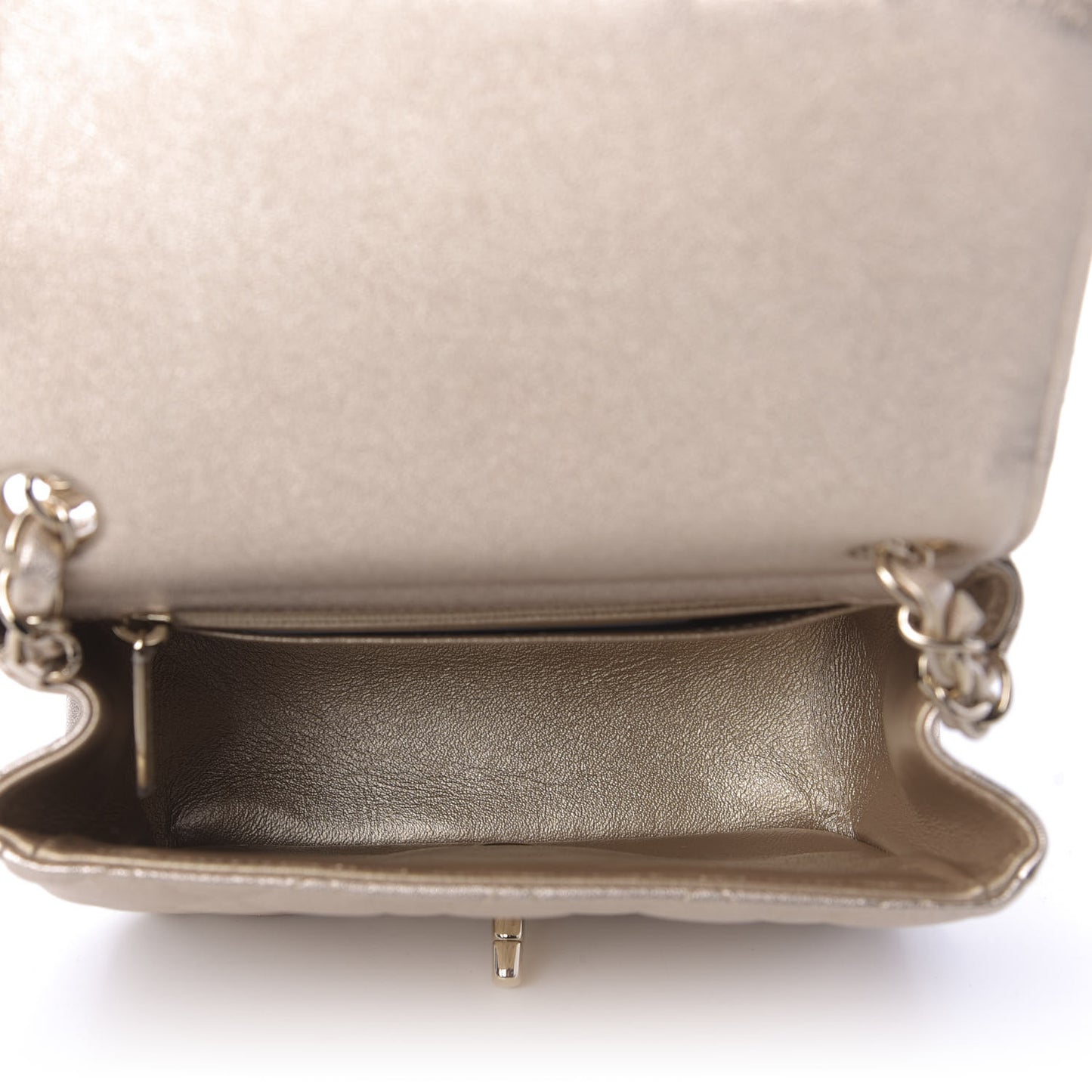Metallic Lambskin Quilted Mini Square Flap Gold
