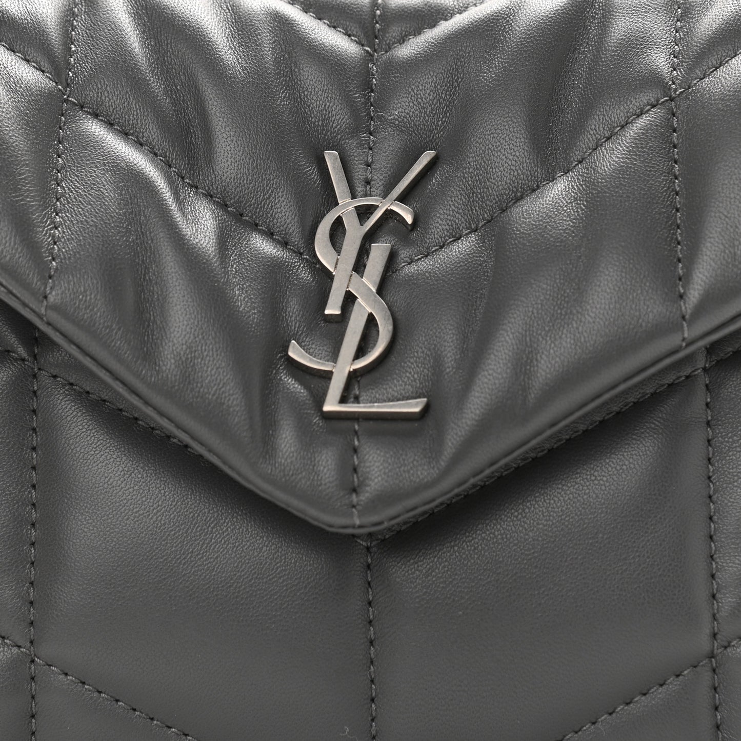 Lambskin Quilted Toy Loulou Puffer Monogram Chain Satchel Storm